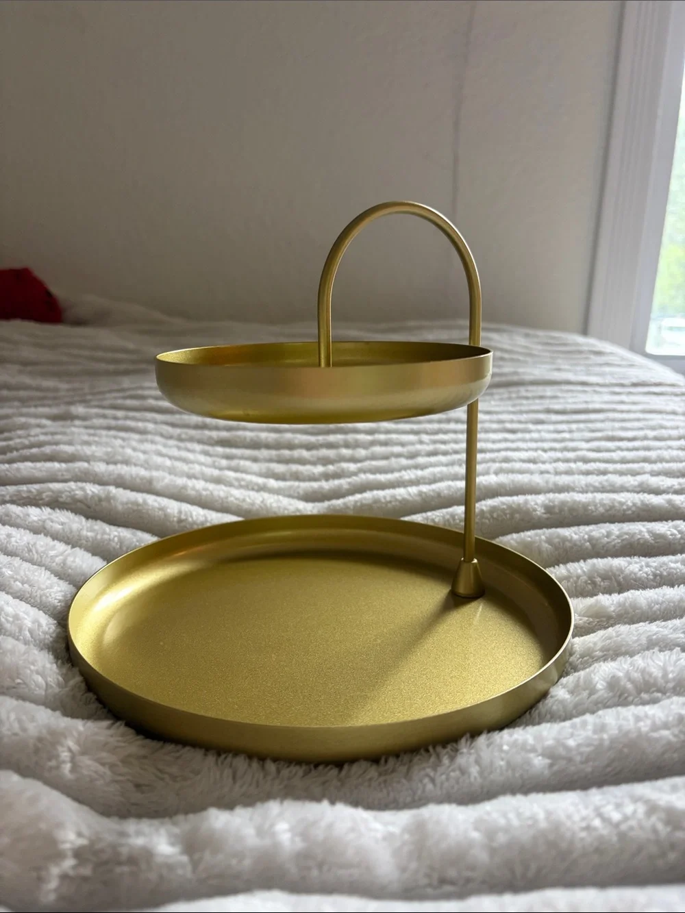 Two-Tier Metal Serving Tray in Gold